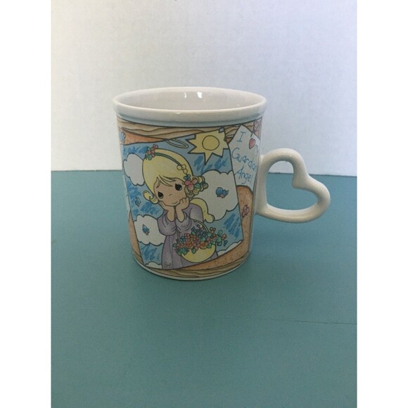 PRECIOUS MOMENTS 1998 by Enesco Guardian Angel Heart Handle Mug Cup - Picture 1 of 6